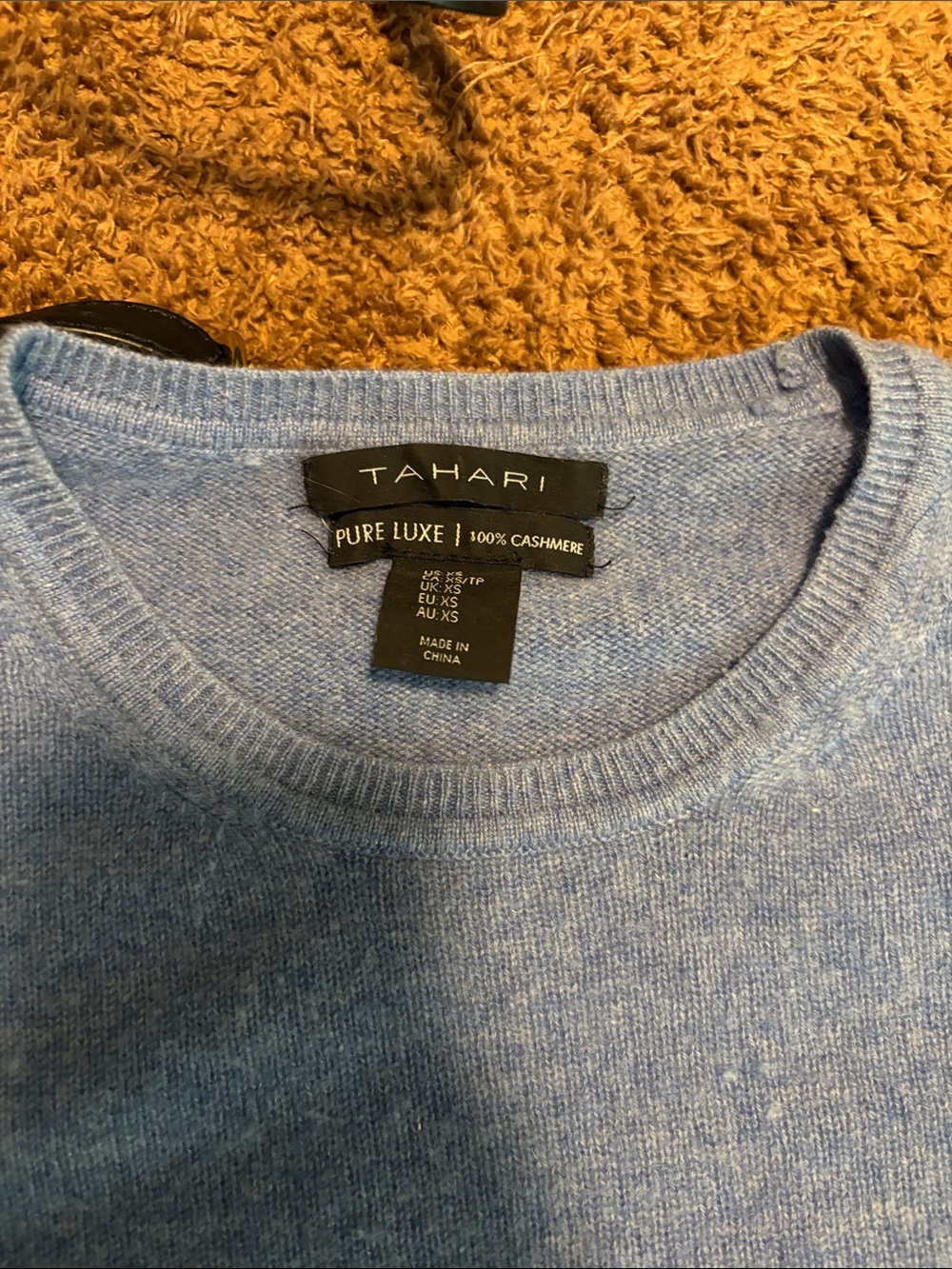 Tahari Light Blue Crewneck Cashmere Sweater